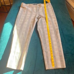Womens plaid dress pants; size 10; black and white with light blue